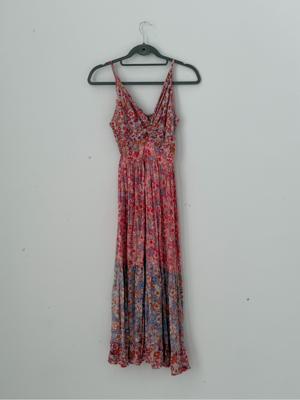 Angie Pink Floral V-Neck Maxi Dress